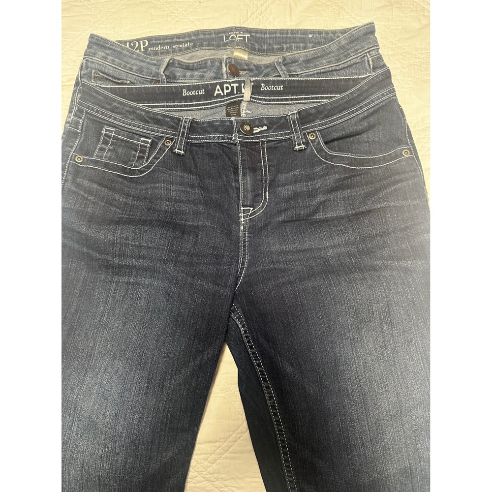 Lot of 2 Women's Jeans Apt 9 Bootcut Dark Wash & LOFT Modern Straight 12P